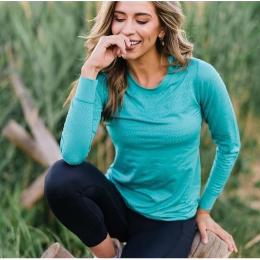 Zyia Teal Chill Long Sleeve Tee Athletic Athleisure Workout NWT - XXXL